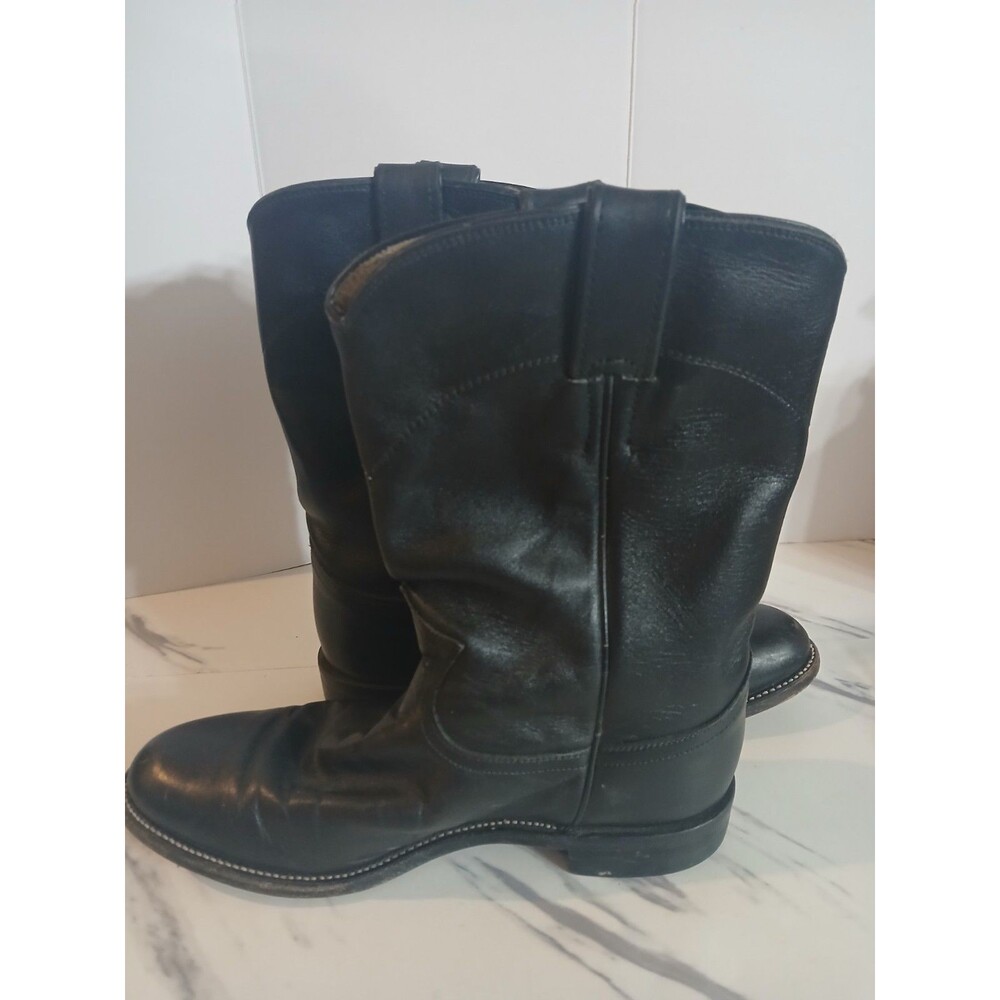Justin 3703L Cora Women's Classic Ropers Leather Cowboy Boots Black Size 7C - Picture 8 of 12